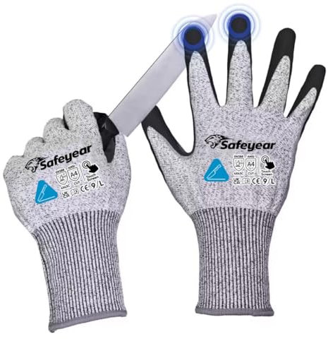 Safeyer clase 5 guantes de trabajo a prueba de Corte para hombres y mujeres, guantes de Seguridad antideslizantes para adultos, guantes de maquinaria pesada blid, granja forestal, construcción
