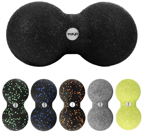 Fizyo Double Balle de Massage 16x8 cm – Peanut Ball pour Dos, Nuque, Pieds, Massage Profond, Automassage, Récupération Sportive, Trigger Points, Fascia, Crossfit, Soulagement Douleurs (Noire)