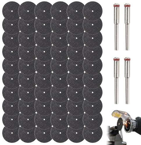 Schneidrad, abschneidende Räder 60pcs 1-1/4 Glasfaser-Schnittscheibe mit 4 Anschlusstangen Ersatz-Mehrzweck-Schneidrad für Aluminium, Bügeleisen, Weichmetall, Mühlenklingen