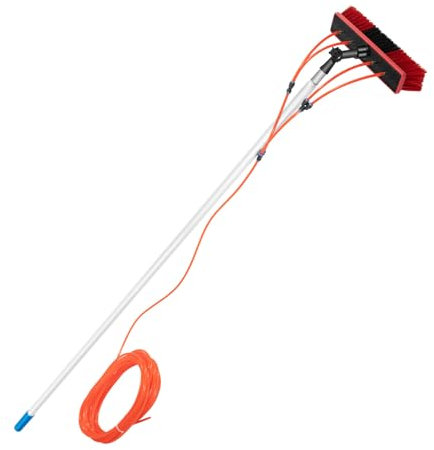 3-in-1 Fensterwischer Reiniger mit Wasseranschluss und Verlängerungsstange,Dachrinnenreiniger Reinigungsbürste zur Reinigung von Solaranlagen und Fenstern,inkl. 180° Verstellbarer Bürstenkopf