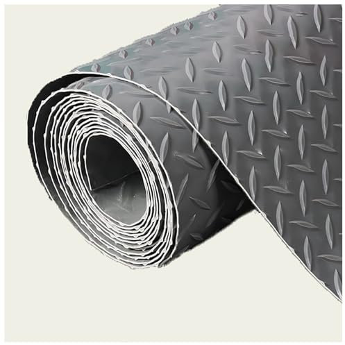 Tapis de sol en caoutchouc de 2 mm d'épaisseur, anti-dérapant, facile à nettoyer, pour garage, atelier, coffre de fourgonnette, etc. - Gris - Générique