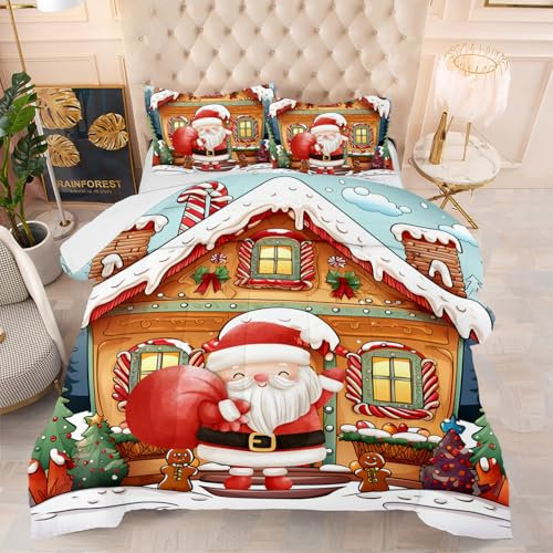 Bettdecke 200X200 Weihnachtsküchen Bettdecken 200Gsm,Dünne Und Leichte Duvet,4 Jahreszeiten Bettdecken,Weiche Mikrofaser Bettdecke Mit 2 Kissenbezüge,Warm Steppbettdecke Für Allergiker