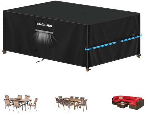 SIMPHAUS Housse Salon de Jardin Exterieur Housse Protection Table de Jardin | Bâche Salon de Jardin Exterieur Imperméable, Housse pour Table de Jardin, Canapé Exterieur, Anti-UV, 420D Oxford 220x120x75cm