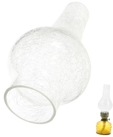 MAGICLULU Lampe à Pétrole Verre Transparent Avec Texture Fissurée Abat-jour Coupe-vent Pour Lampe à Huile Rétro Accessoire Déco Chic Pour Intérieur