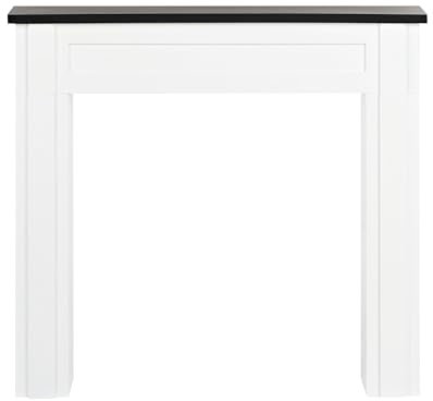 Deko-Kaminumrandung weiß / schwarz 110x100 cm Kaminattrappe Kaminkonsole Baudin