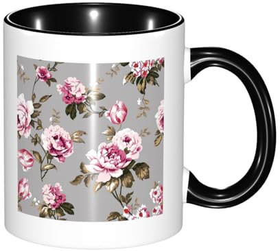 YXDVPALNE Tulipano rosa vintage shabby chic, Tazza in ceramica Tazza da tè Tazze da caffè Tazza in ceramica 330 ml