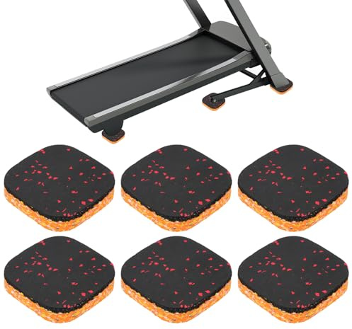 PATIKIL 6 Pcs Treadmill Mat Pads, 4x4x0.8 High Density Foam Anti Vibration Pad Sound Proof Floor Mat Exercise Equipment Mat for Carpet Protect Noise Reduction Home Gym, Red