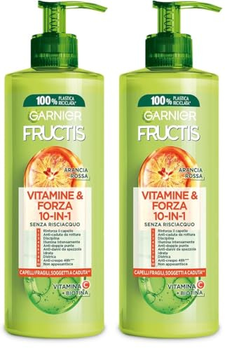 Garnier Fructis Vitamine&Forza, Trattamento Senza Risciacquo 10in1 Fortificante per Capelli Fragili e Soggetti a Rottura, per Capelli 10 Volte più Forti, 400 ml (Confezione da 2)