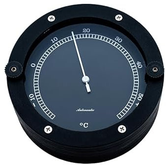Autonautic - Thermomètre marin noir en polyamide, fonctionnel, résistant, de style sportif et professionnel, pour intérieur ou extérieur de bateaux - 110mm (ø) - Fabriqué en Espagne.