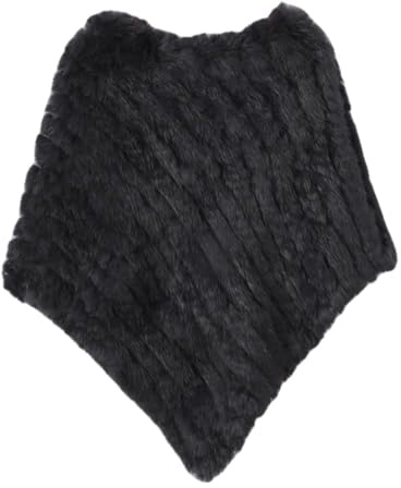 Nisone Vraie fourrure tricotée fourrure de lapin poncho gilet gilet mode Wrap manteau châle dame fourrure naturelle fête de mariage en gros - 9 noir