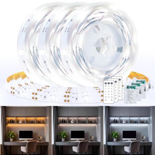 LED Streifen mit Batterie 2M, 3 Stück LED Strip Lights mit Fernbedienung Timer, LEDs Streifen Batterie und USB, LED Stripes Warmweiß und Kaltweiß, 12 Modi LED Band für Schränke Regale Treppen Küche