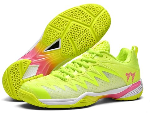 Sekiueo Badmintonskor Herr Dam Lätta Inomhus Utomhus Sneakers Andningsbara Bekväma För Tennisbana,Green,39 EU