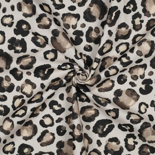 Canvas Stoff Leomuster – Animal Skin – 100 % Baumwolle – Öko-Tex Standard 100 – robuster Dekostoff – ideal für Taschen, Accessoires & Wohntextilien – Meterware ab 50 cm