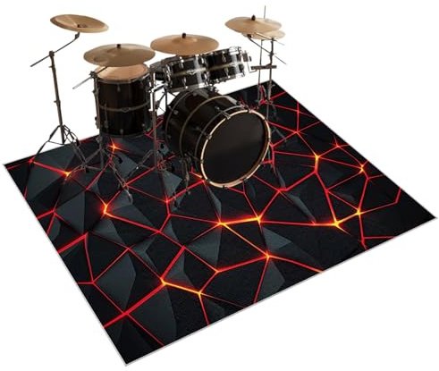 Qesjodfu Schlagzeug Teppich E Drum mit Schallschutz, Schlagzeugteppich Schallschutz rutschfeste Teppich Schalldämmend Antivibrationsmatte Drum Teppich Trommelmatten-Teppich Drumteppich 180 x 160 cm