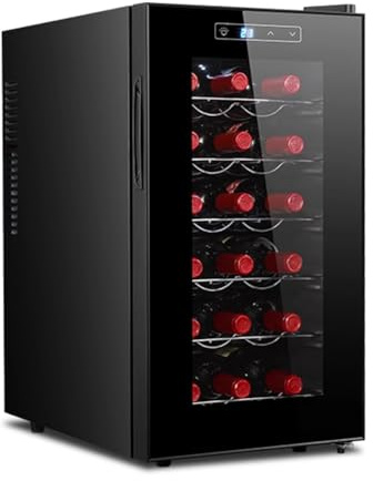 PP-Vic Mini Frigorifero Per Vino Indipendente, Temperatura Costante Con Touch Screen Digitale, Porta in Vetro Temperato, Refrigeratore Per Conservazione Divisa Da Banco, Per Bar, Casa,D 18 01