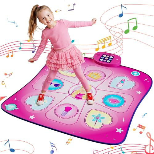 Dance Mat Toys for Girls Musical Play Mat with LED Lights, Adjustable Volume, 3 Game Modes, Built-in Music, Dance Game Pad Toy Christmas Birthday Gifts for 3 4 5 6 7 8 9+ years old kids (Purple)