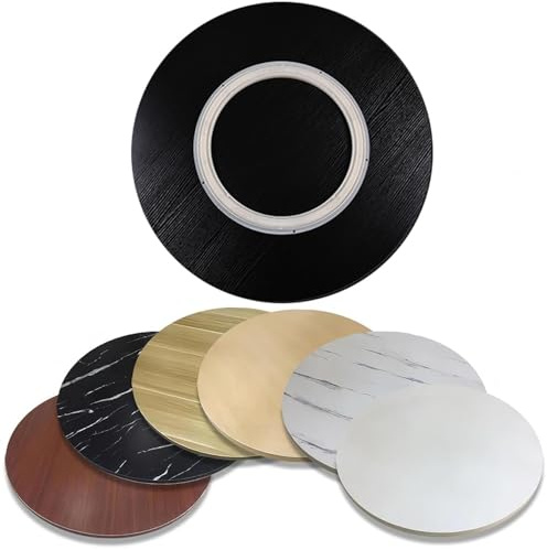 KGPGNYMYHA Plateau De Service Rotatif en Bois 50 60 70cm Plateau Tournant Table À Manger Plateau De Service avec Base Pivotante À 360°(Black,50cm (20in))
