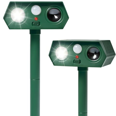 Citybee Katzenschreck Ultraschall Tiervertreiber für Garten - 2er Pack mit Automatikmodus wasserdicht PIR Sensor & LED Abwehr gegen Katzen Hunde Vögel Füchse Mäuse