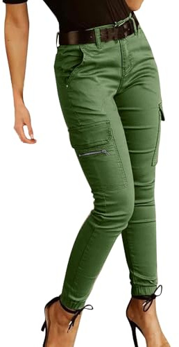Smala jeans kvinnor låg höjning, bomull cargobyxor kvinnor magisk formning elastisk midja jegging jeans slim-fit manschett ankel stretch trendiga dambyxor denimbyxor med fickor, Gn3, XL