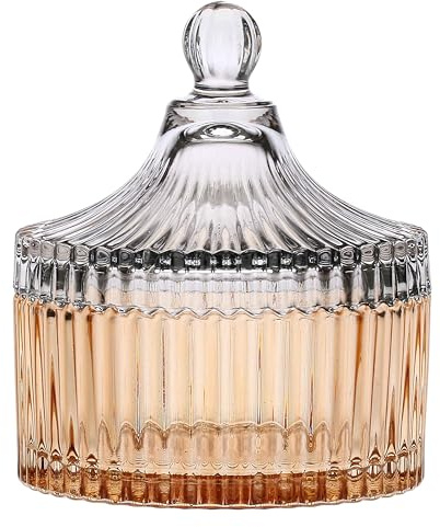 Contenitore in vetro grande, marrone e grigio - Vetro - ø 10 cm - 12,5 cm h