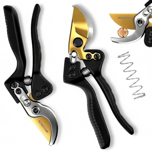 Wiselifetech Pruning Shears, Sharp Clean Cut SK5 Steel 8 Garden Clippers with Teflon Blade, Bypass Hand Pruners, Ergonomic Non-Slip Grip for Roses, Shrubs & Plants