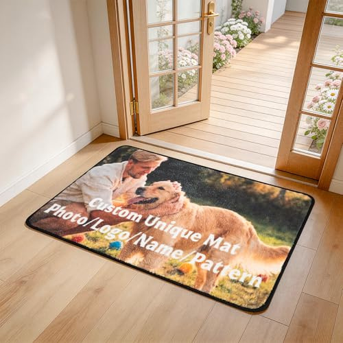Tinyboy-hbq Personalised Door Mat, Custom Rug with Photo Logo Text,Anti Slip Washable Floor Mats,Commercial Welcome Mat New Home Gifts Pet Gifts, personalised Gifts (40 x 60 cm)