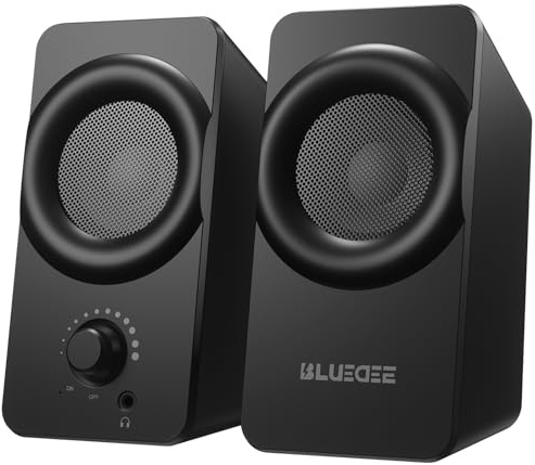 Bluedee PC Speakers for Desktop, Dual Driver Computer Speakers, RGB Lights | Plug & Play Compact Wired USB Speaker for Laptop & Desktop, USB/USB C for Power & Audio