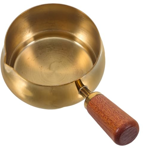 COLLBATH Salsera de Acero Inoxidable con Mango de Madera para Condimentos y Aderezos de Ensalada, Capacidad 120 Ml, Diseño Moderno y Cómodo para Comidas Occidentales