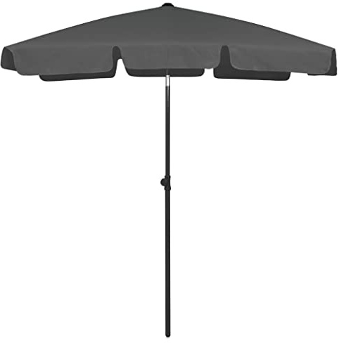 Coespram Parasol rectangulaire 180 x 120 cm - Pliable - Parasol de plage anthracite pour balcon, terrasse et jardin - Parasol de jardin réglable en hauteur avec mât stable en acier