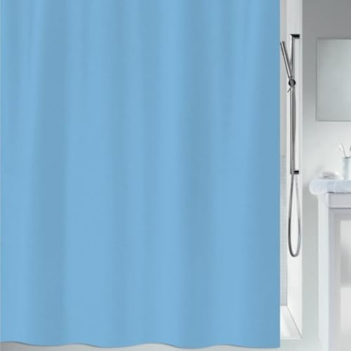 Spirella Anti-Schimmel Duschvorhang - Anti-Bakteriell, waschbar, wasserdicht - Polyester, „Primo “ 240x200cm Hellblau