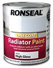 Ronseal One Coat Radiator Paint White Gloss 750ml Quick Dry No Primer