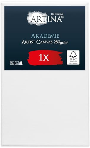 Artina Keilrahmen FSC® Leinwand zum Bemalen für Acrylfarben Canvas | 70x120cm Weiß bespannte Leinwände zum Malen 100% Baumwolle groß Acryl Künstlerbedarf Aquarell Ölfarbe Akademie