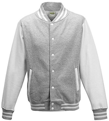 Just Hoods College Jacke 'Varsity Jacket, Heather Grey/White, XXL