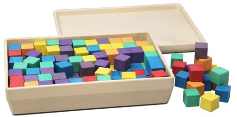 WISSNER® RE-Wood Würfel 2x2x2 cm (150 Stück) - in 6 Farben