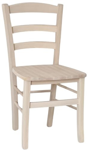 Fitwish Stuhl Paesana aus massivem Buchenholz, unbehandelt, zum Lackieren, für Haus, Küche, Garten, Restaurant