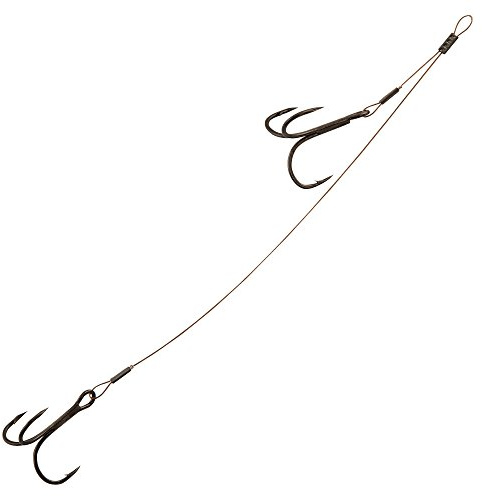 Fox Rage 49 Strand Double Stinger - 2 Anxiety Hooks Stinger Hooks Additional Drilling Treble Hooks Steel Leader Pike Leader Rubber Fish, 10 + 5cm / 6kg / Gr. 6 & 8