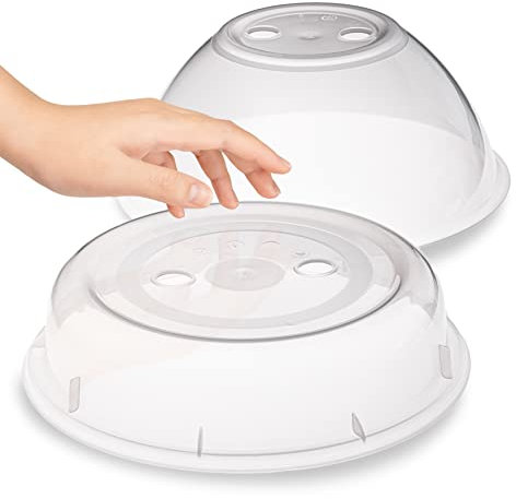 Hausfelder coperchio per forno a microonde XL, lavabile in lavastoviglie e privo di BPA, ideale per forno a microonde, come coperchio paraspruzzi, in plastica, Set da 2