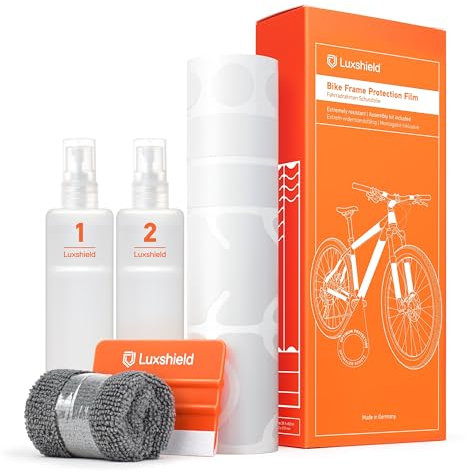 Luxshield Fahrrad Lackschutzfolie für Mountainbike, BMX, Rennrad, Trekkingrad etc. - 21-teiliges Rahmen-Set gegen Steinschlag - Transparent matt & selbstklebend