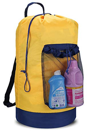 Dalykate Backpack Laundry Bag, Laundry Backpack with Shoulder Straps and Mesh Pocket Durable Nylon Clothes Hamper Bag with Drawstring Closure for College, Travel, Laundromat, Apartment