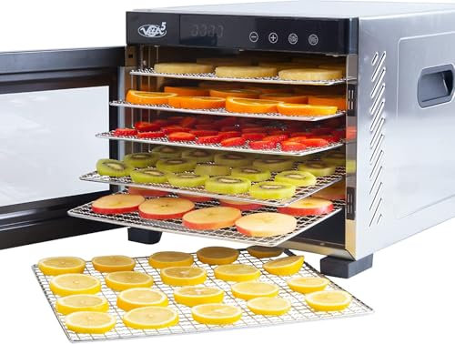 Vita5 Deshidratador de Alimentos con 6 Bandejas de Acero Inoxidable - Deshidratador con Temperatura Regulable 35-75°C - Deshidratadoras de Carne, Setas y Fruta con Timer 24h – 650W Desidratadoras
