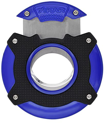 XIKAR Enso - Cortador de cigarros, cuchillas de acero inoxidable de doble guillotina sincronizadas, sistema de engranajes planetarios, color azul