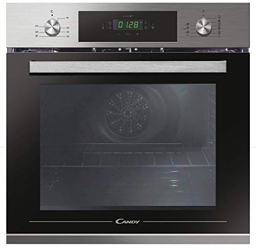 Candy OCNTA05I Four intelligent électrique encastrable et ventilé, Wi-Fi, multifonctions, avec fonctions Grill et pizza, tactile, 56,8 x 59,5 x 59,5 cm, en acier inoxydable et verre, classe A+, 65 L