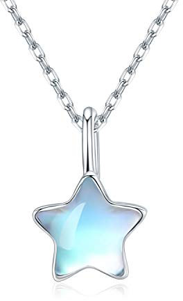 CUOKA Regenbogen-Anhänger-Mondstein Halskette 925 Sterling Silber - Schmuck-Geschenk für Damen und Mädchen