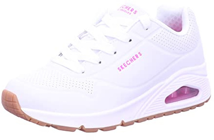 Skechers Uno - Stand On Air, Zapatillas de gimnasia Niñas, White Pu H Pink Trim, 36 EU