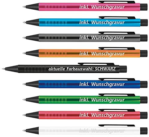 #teamludorf Kugelschreiber Schwarz - 25er Set - Werbekugelschreiber mit individueller Gravur - personalisiert mit Name, Logo oder Text - hochwertiges Werbemittel für Unternehmen & Kunden