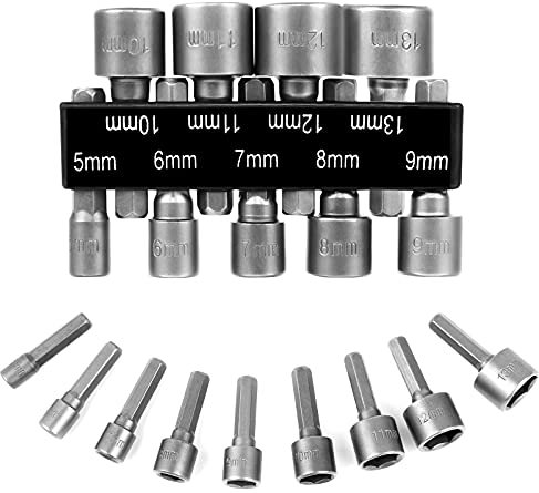 Fumanduo 18 Stück Steckschlüssel Set 5mm-13mm Stecknuss Bit Adapter Set 1/4 Zoll Sechskantschaft Nüsse Stecknuss Muttern Steckschlüssel Nuss Adapter für Bohrer Akkuschrauber Stecknussadapter Werkzeug