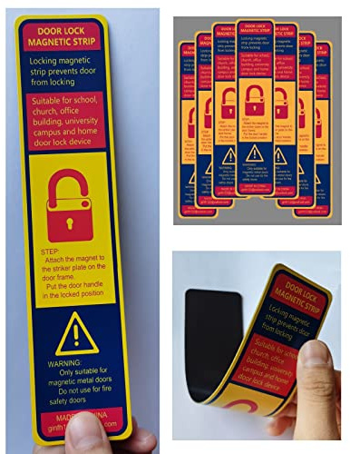 YnFag 6 Pack Magnetic Lockdown Strips for Iron Door Frames High-Density Magnet Security Devices for School and Office Effective and Easy Solution for Emergency Lockdowns (Yellow)