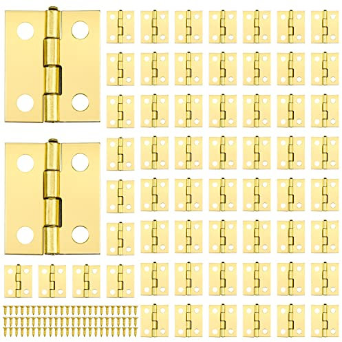 60 Pezzi Mini Cerniere Piccole Cerniere Piccole Pieghevole in Metallo Cerniera Connettori Cerniere a Testa con 240 Viti per Armadietti, Cassettiere, Porte, Cassettiere, Cerniere - 18 x 15mm
