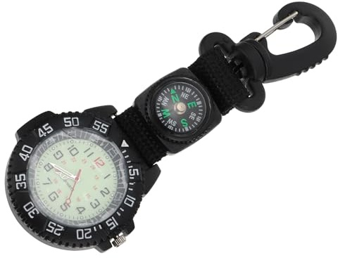 balacoo Karabiner Uhr Karabiner Taschenuhr Sportuhren Rucksack Uhr mit Kompass Krankenschwesteruhr für Camping Wanderer Bergsteigen Outdoor