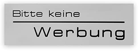 Gravur 24 Briefkastenschild Bitte keine Werbung zweizeilig graviert 7,5x2,5cm selbstklebend Grau
